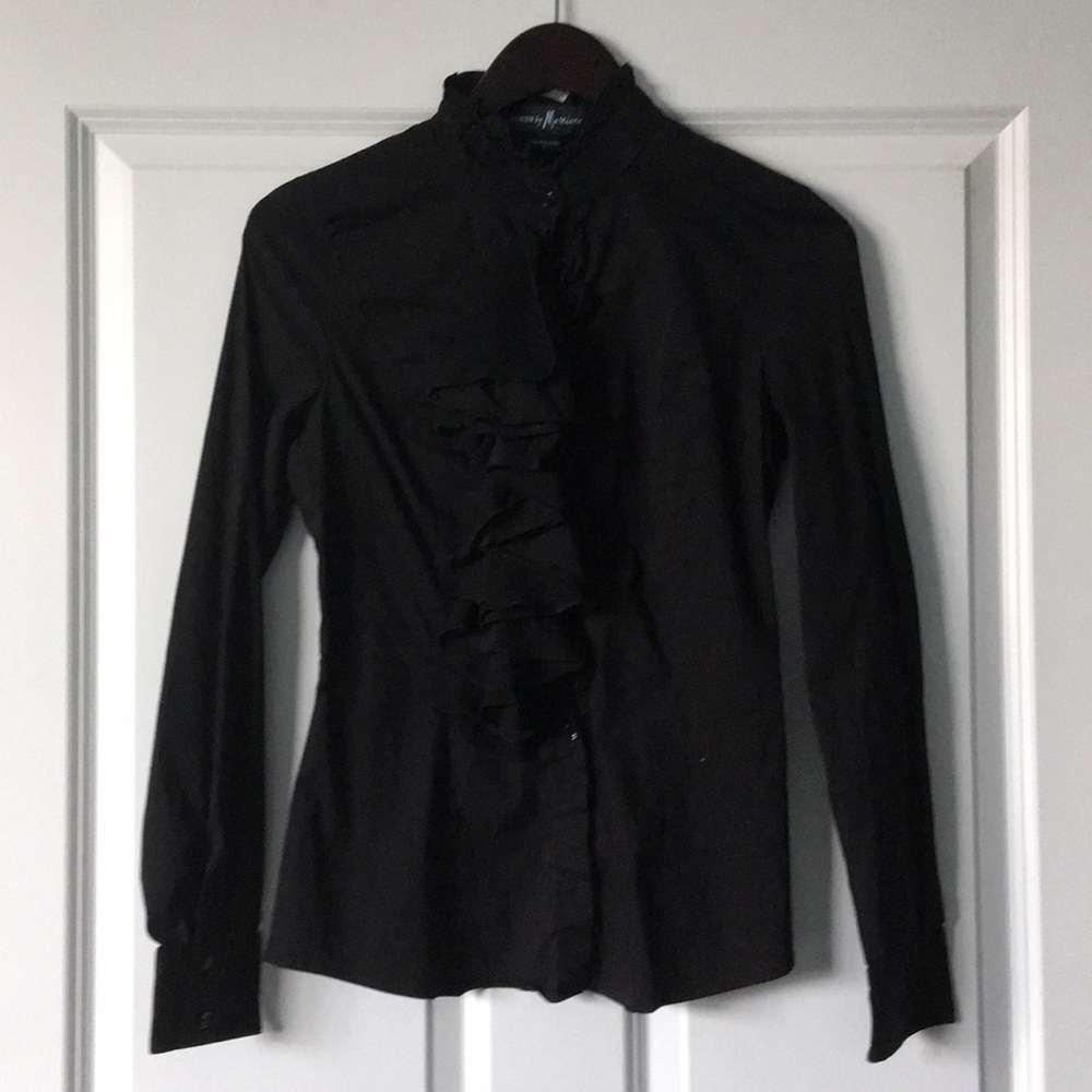 Marciano ruffled black shirt